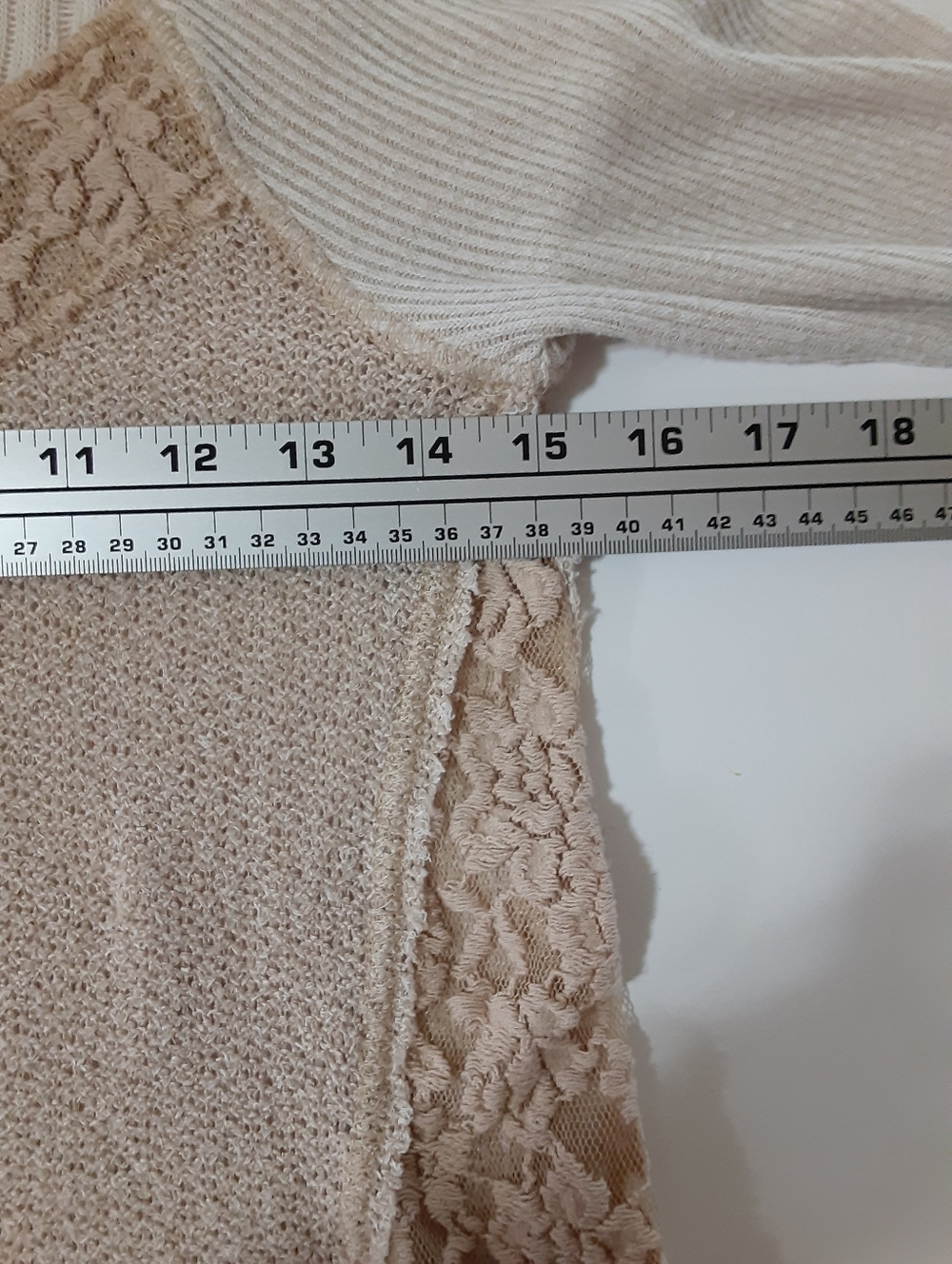We The Free Cream Textured Knit Lace Panel Boho Sweater Top Small - Picture 6 of 9